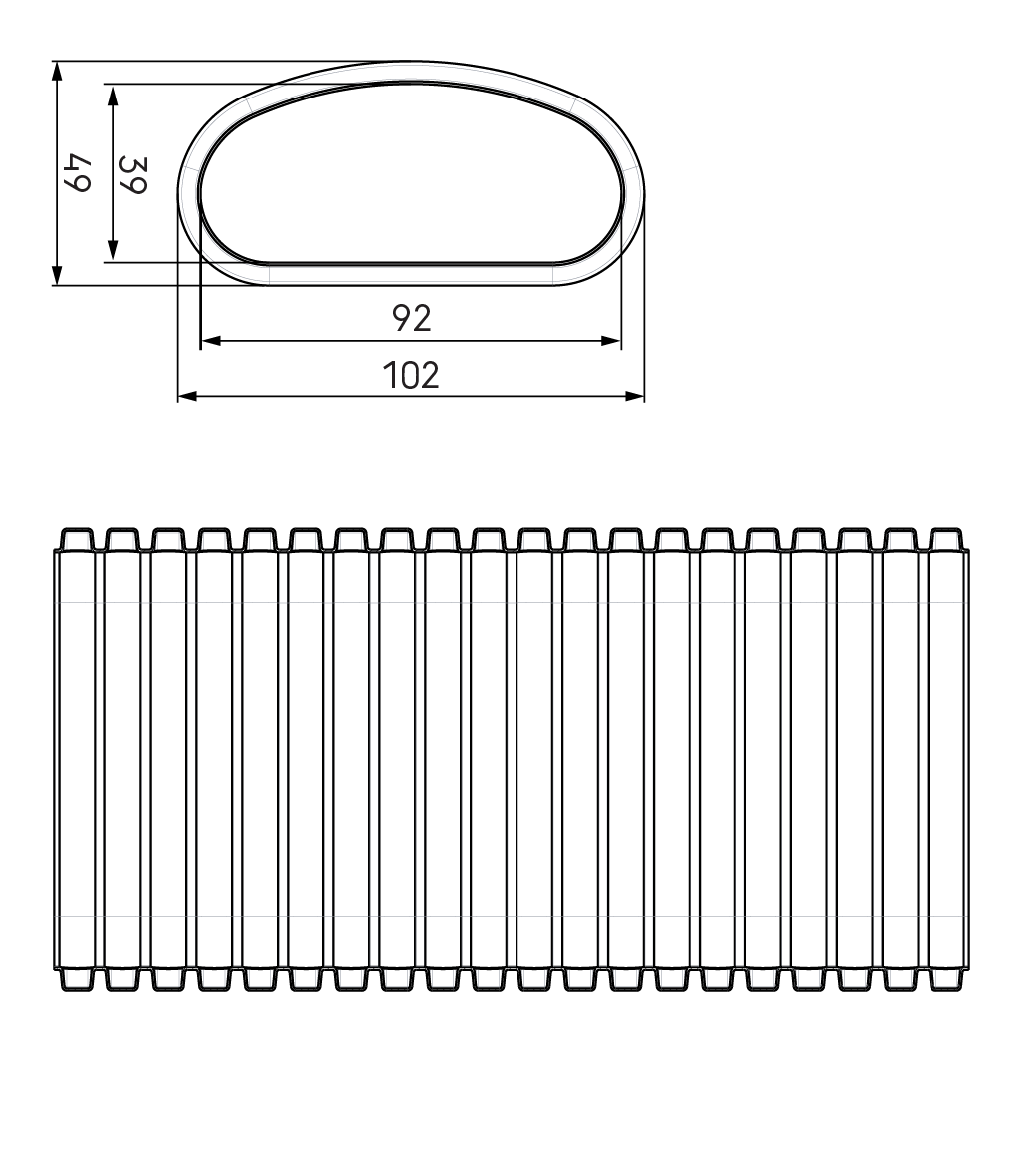 Dimensional drawing – AE35SC Semi-Rigid Duct Anti-Microbial & Anti-Static