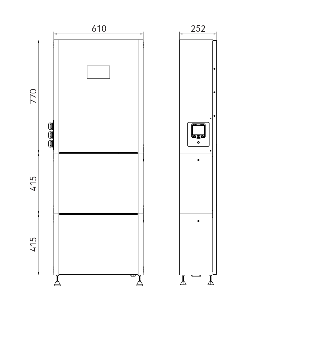 Dimensional drawing - Ubbink Battery Energy Storage System with 2 modules