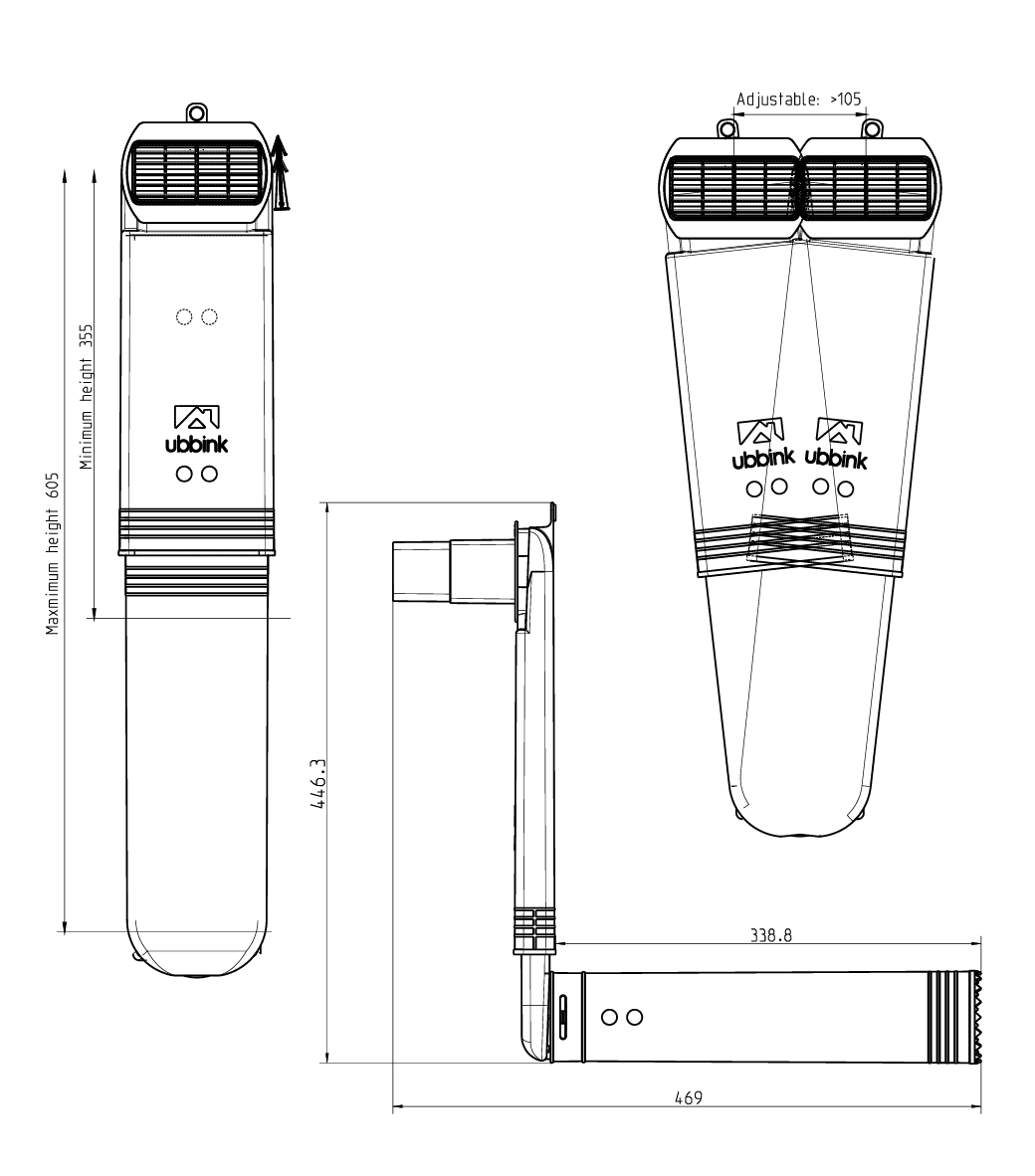 Dimensional drawing – Floor Ventilation Outlet flex round-closed