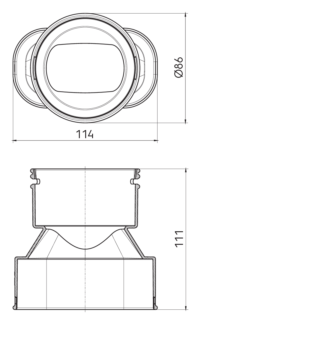 Dimensional drawing - Air Excellent AE34C - AE35SC Adaptor Kit