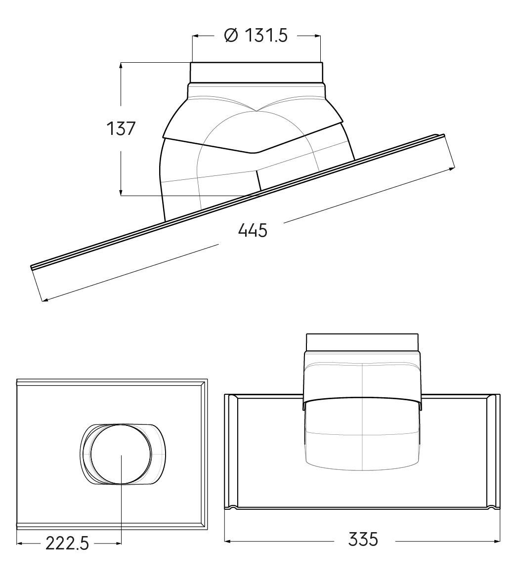 Schéma technique - Solin ard 80/125 noir 5-25°