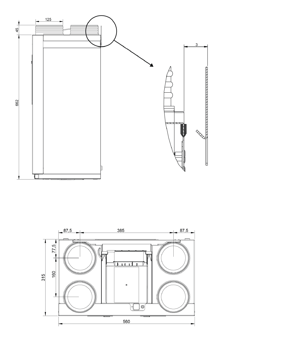 Dimensional drawing - Ubiflux Compact W200 4/0 Enthalpy