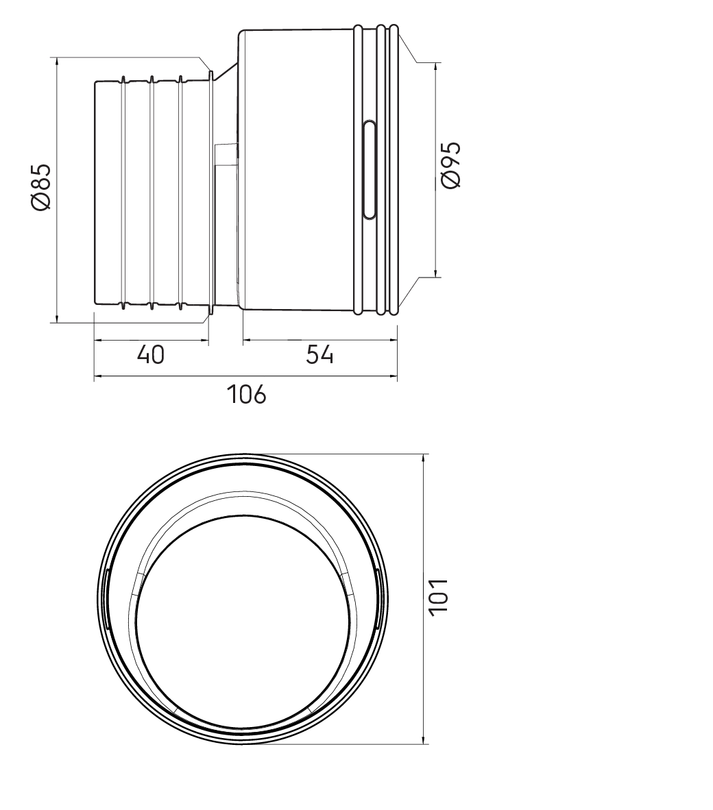 Dimensional drawing - Adapter Dn80-AE48C