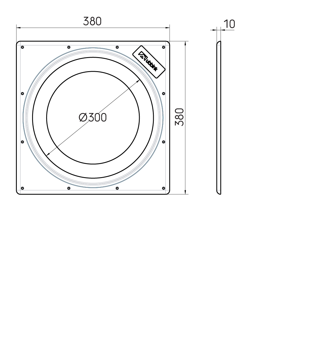 Dimensional drawing - Screw-fix Airtight Terminal Seal 240-290mm White 0°