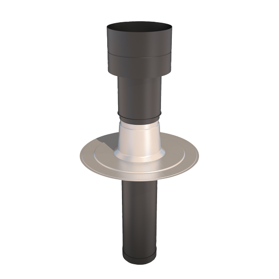 Ventub roof terminal black with alu flange plate