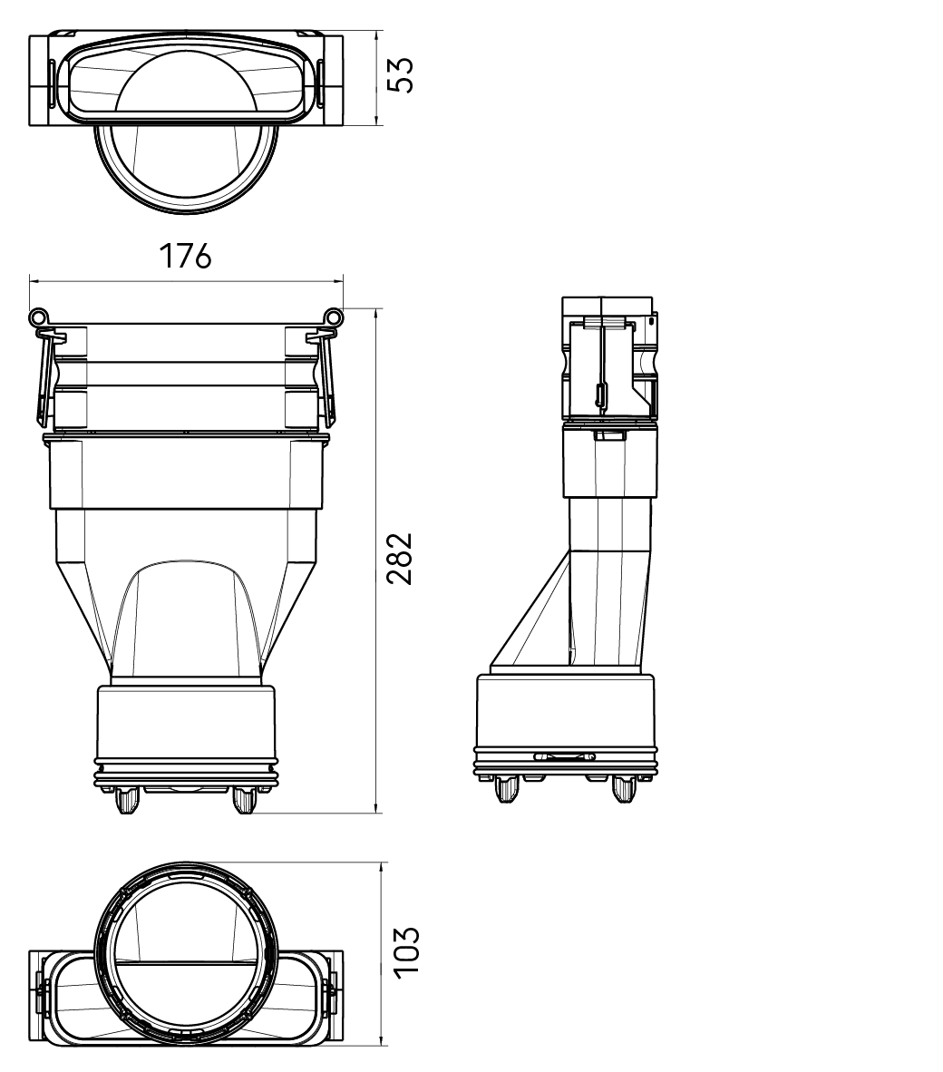 Dimensional drawing - Air Excellent AE48C - AE45SC Adaptor set