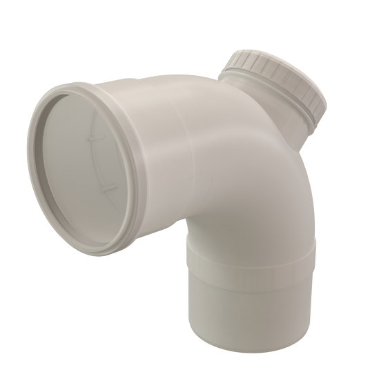 Inspection Bend 87° 200mm PP Translucent