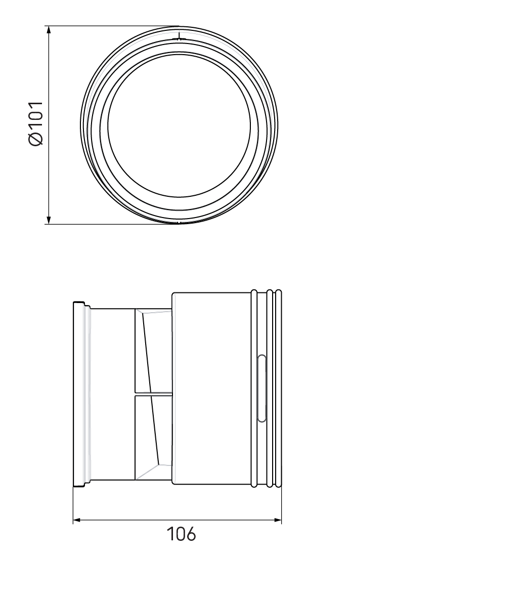 Dimensional drawing – AE48C DBOX Adaptor