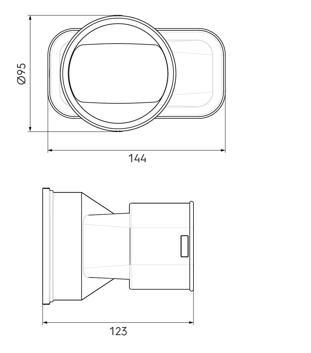 Dimensional drawing – AE55SC DBOX Adaptor