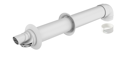 Rolux Wall Terminal 60/100 Kit PP/ST White