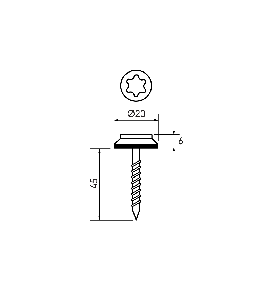 Schéma technique - Vis inox L45