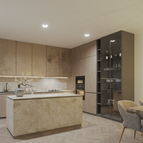 Haelix Stella valve with led light 125mm white in kitchen