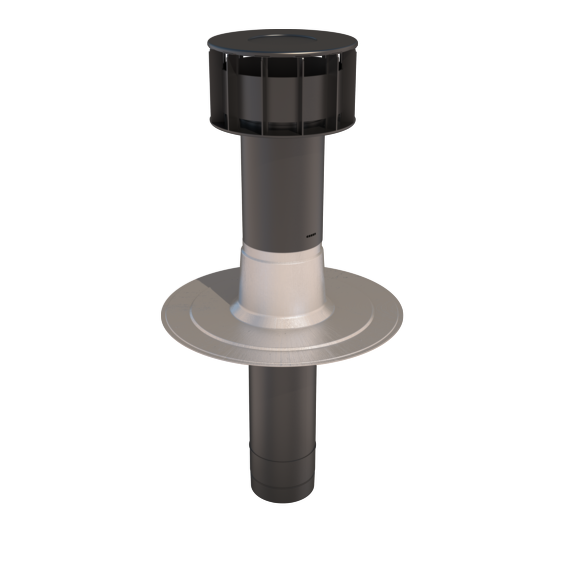 Multivent roof terminal black with alu flange plate