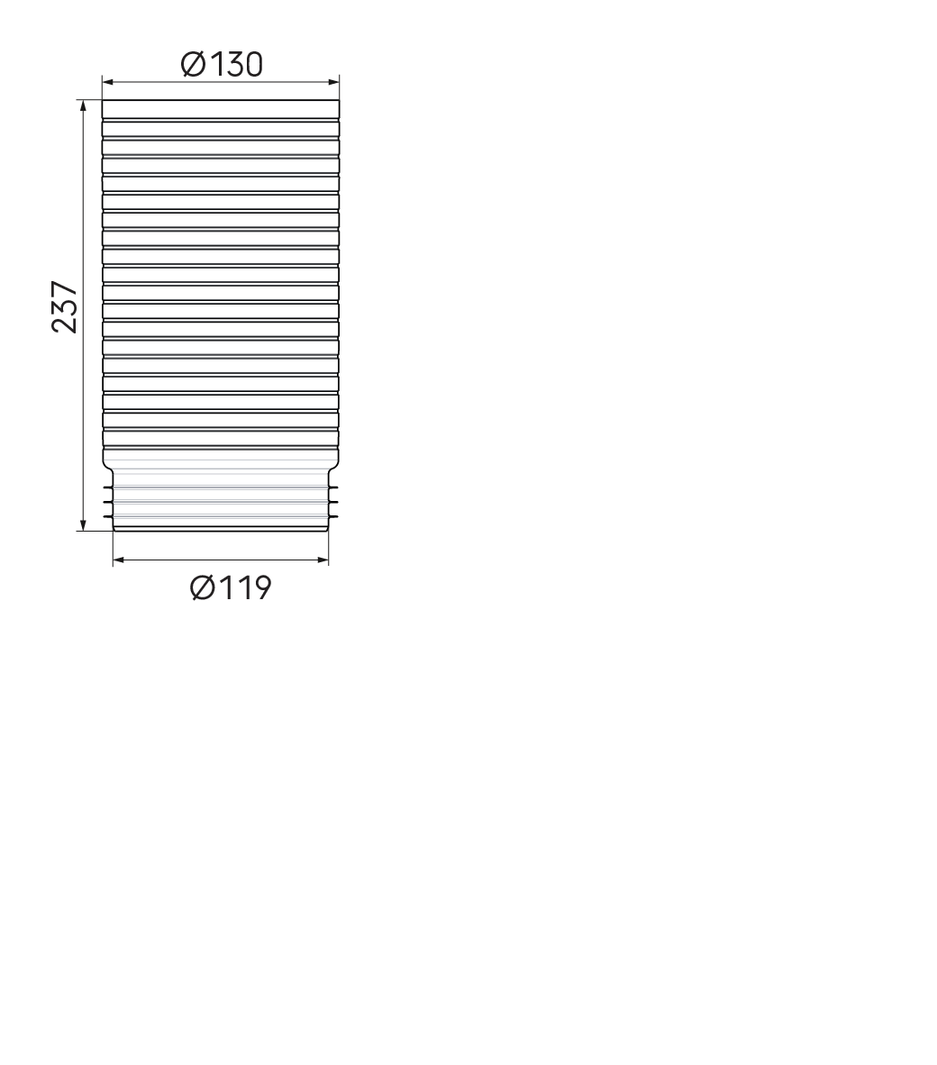 Dimensional drawing – Air Excellent Valve Adaptor Extension 125mm 