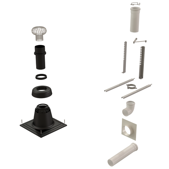 Kit Renolux entrée murale noir d110/160 