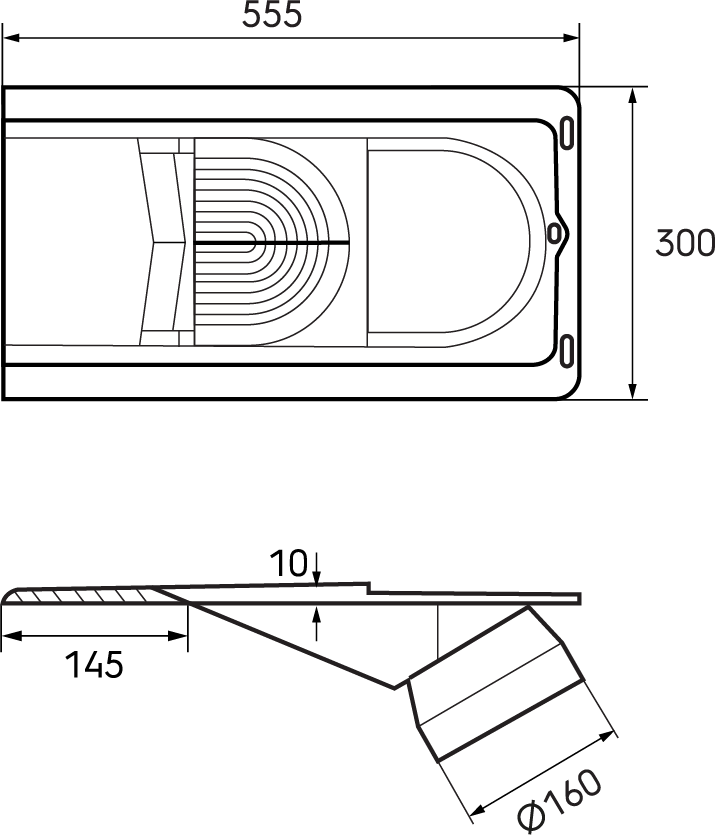 Schéma - Sortie de toit chatière ardoise Vepac® 200 Nova D160mm