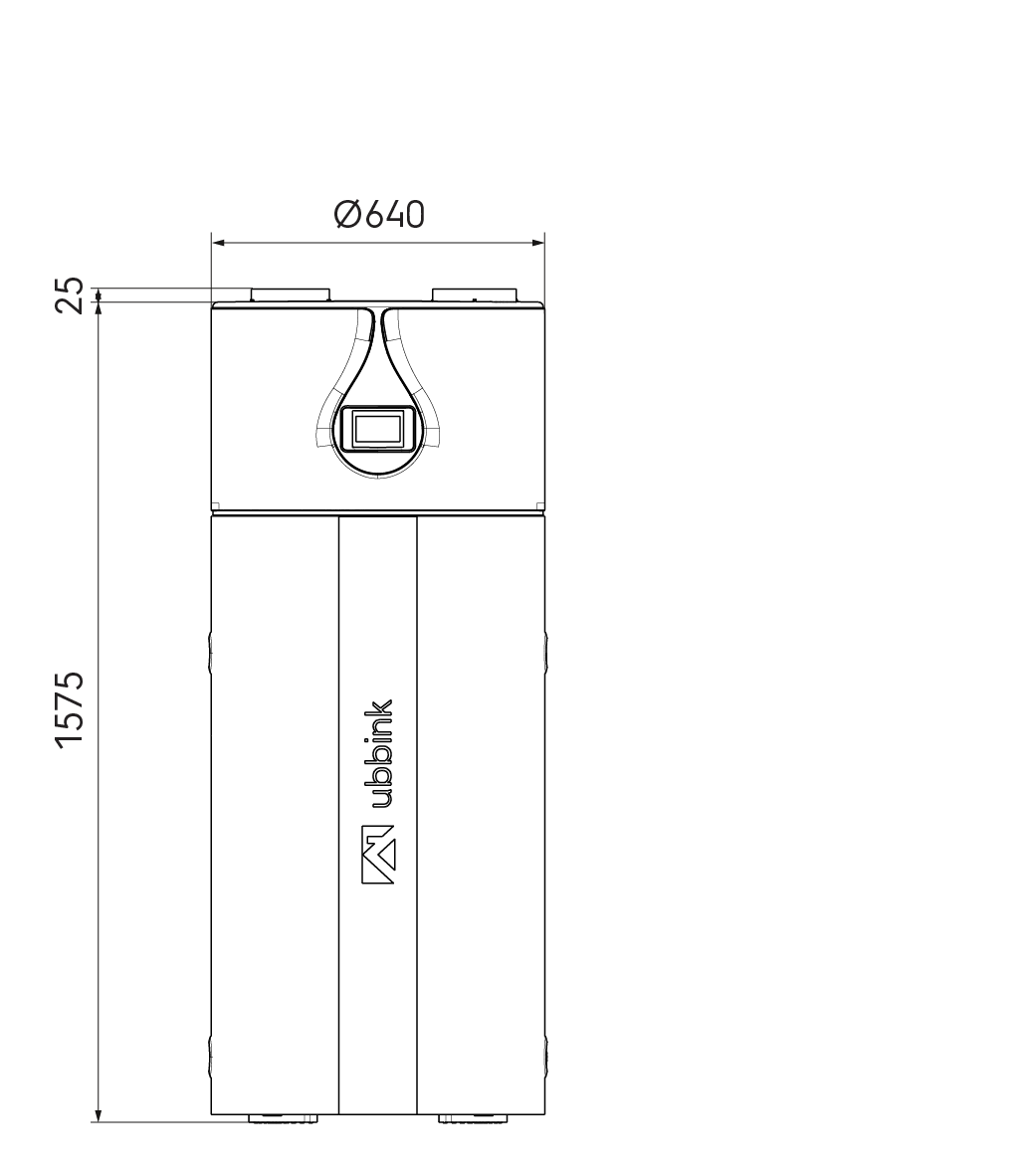 Dimensional drawing - Caelio DHW 200 HP