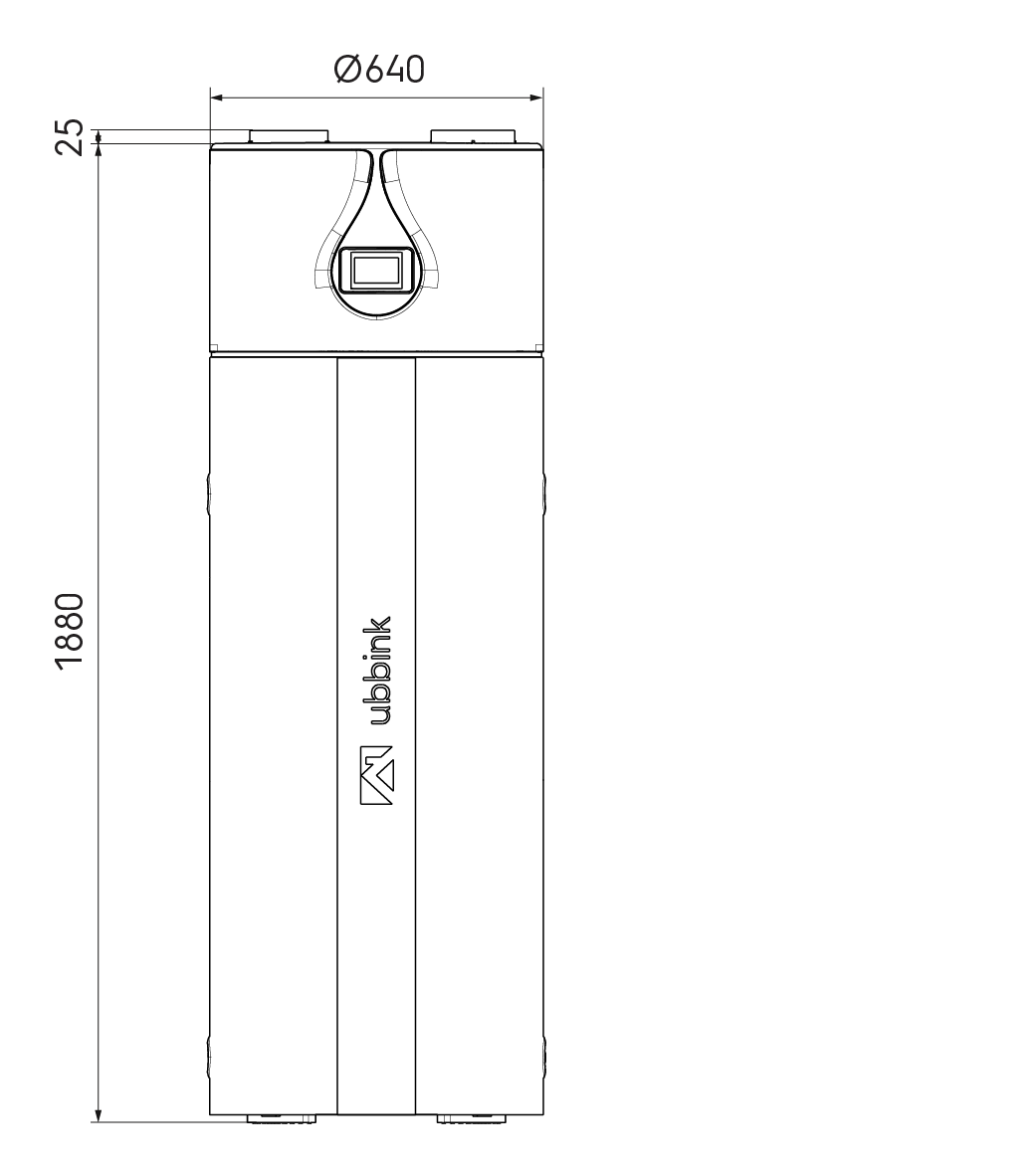 Dimensional drawing - Caelio DHW 300 HP