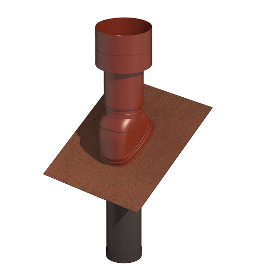 Ventub roof terminal Red with universal flashing Ubiflex Standard