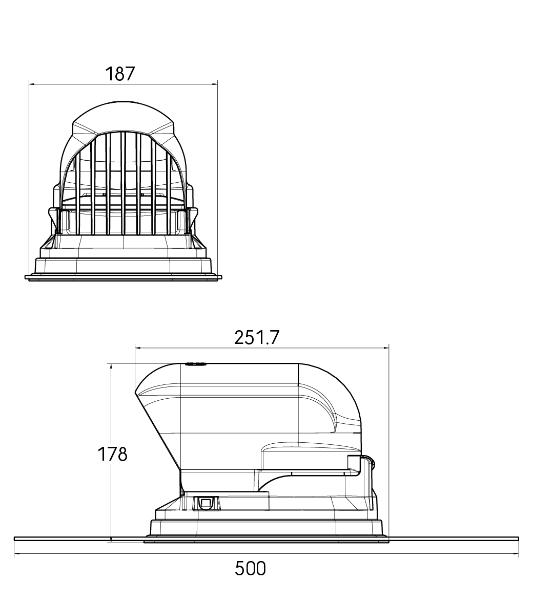 Dimensional drawing - Cable and duct entry 120 15-55°