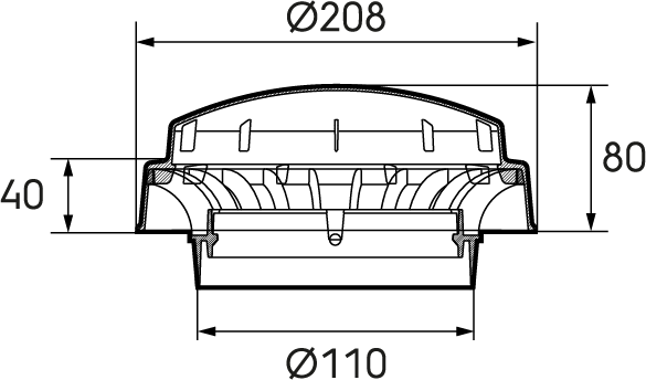 Schéma - Chapeau de ventilation simple diamètre 110mm