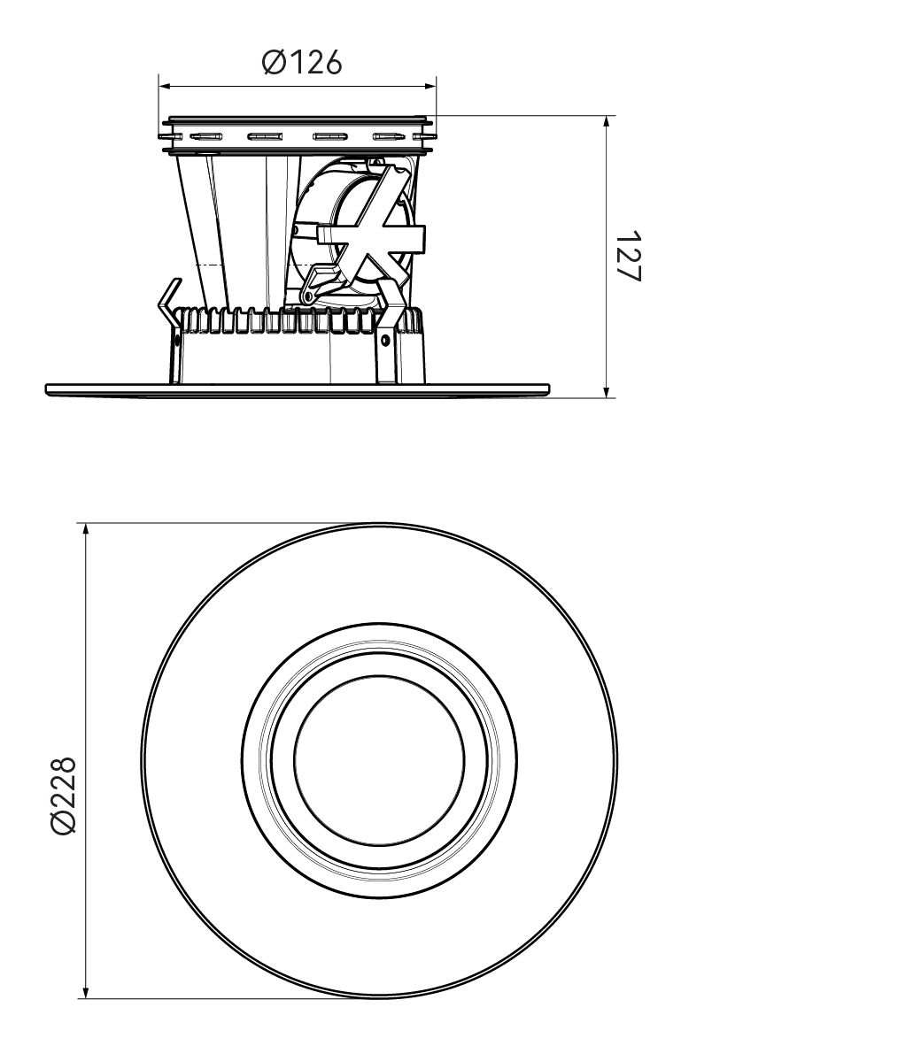 Dimensional drawing - Haelix Stella valve 125mm white