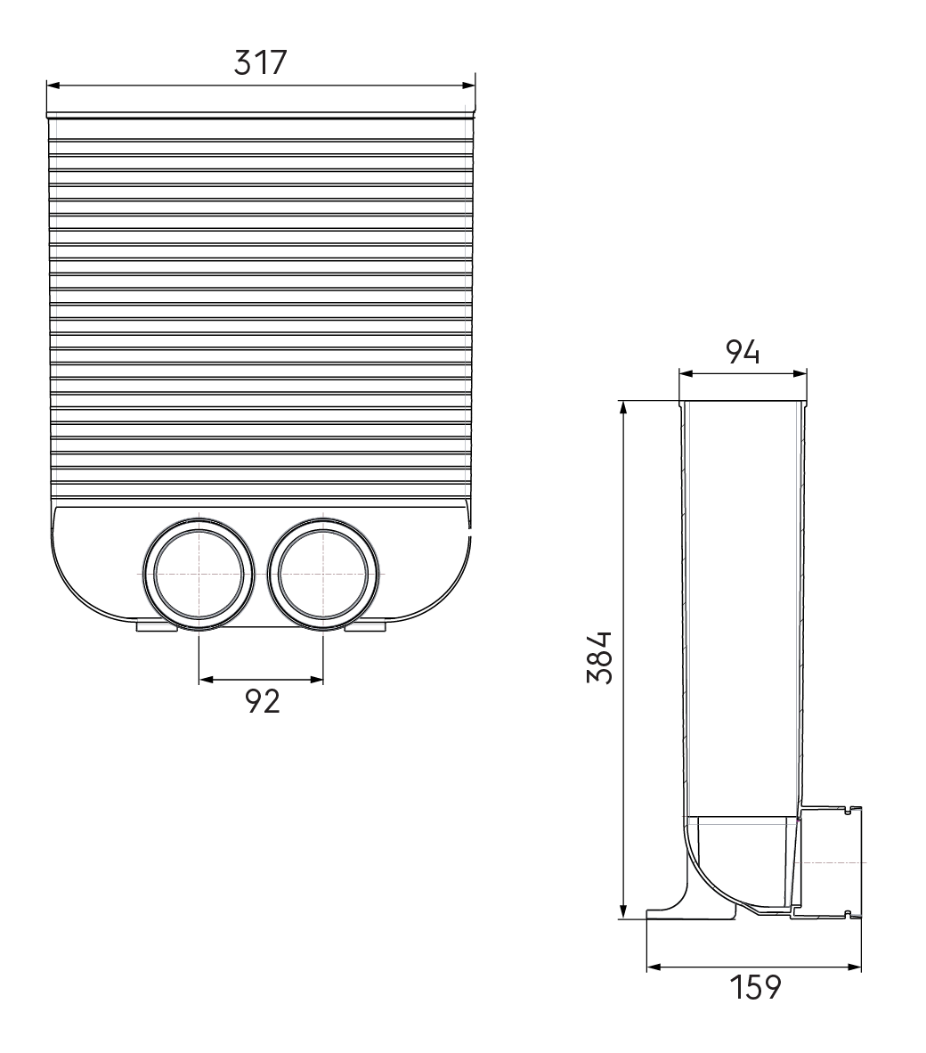 Dimensional drawing – AE34C Floor Grille Adaptor