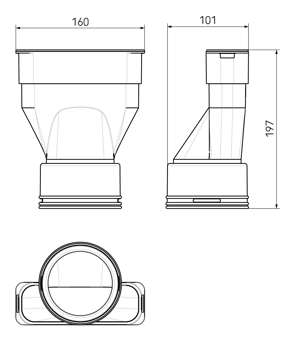 Dimensional drawing – AE48C - AE45SC Adaptor