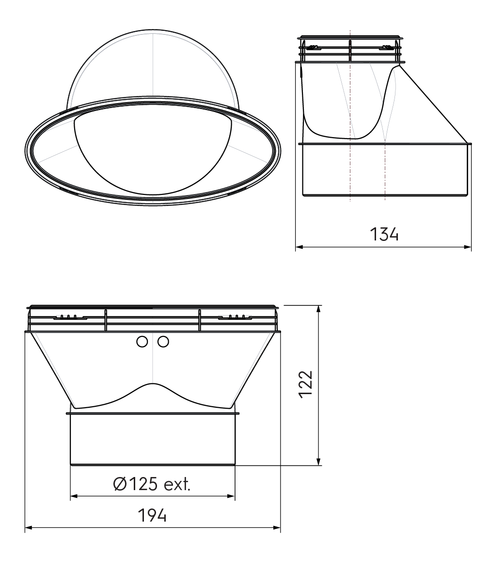 Dimensional drawing – DBOX 206 Inline Adaptor Kit DN125