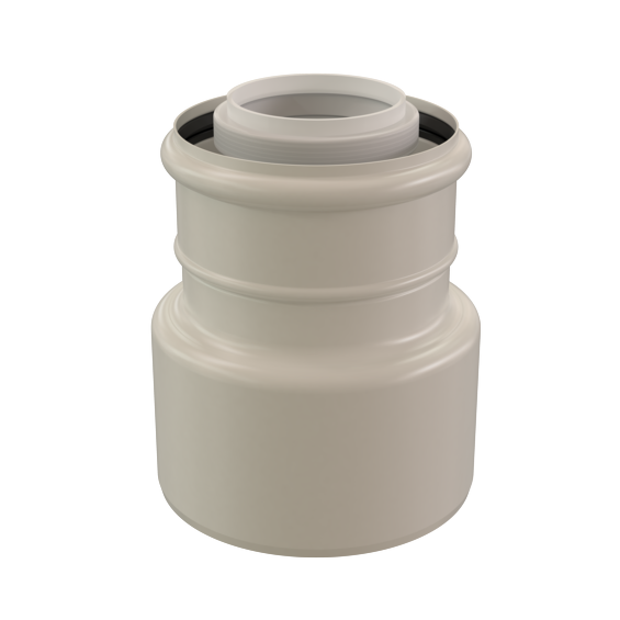 Adaptor centric 80/125-60/100 L156mm PP/ST white