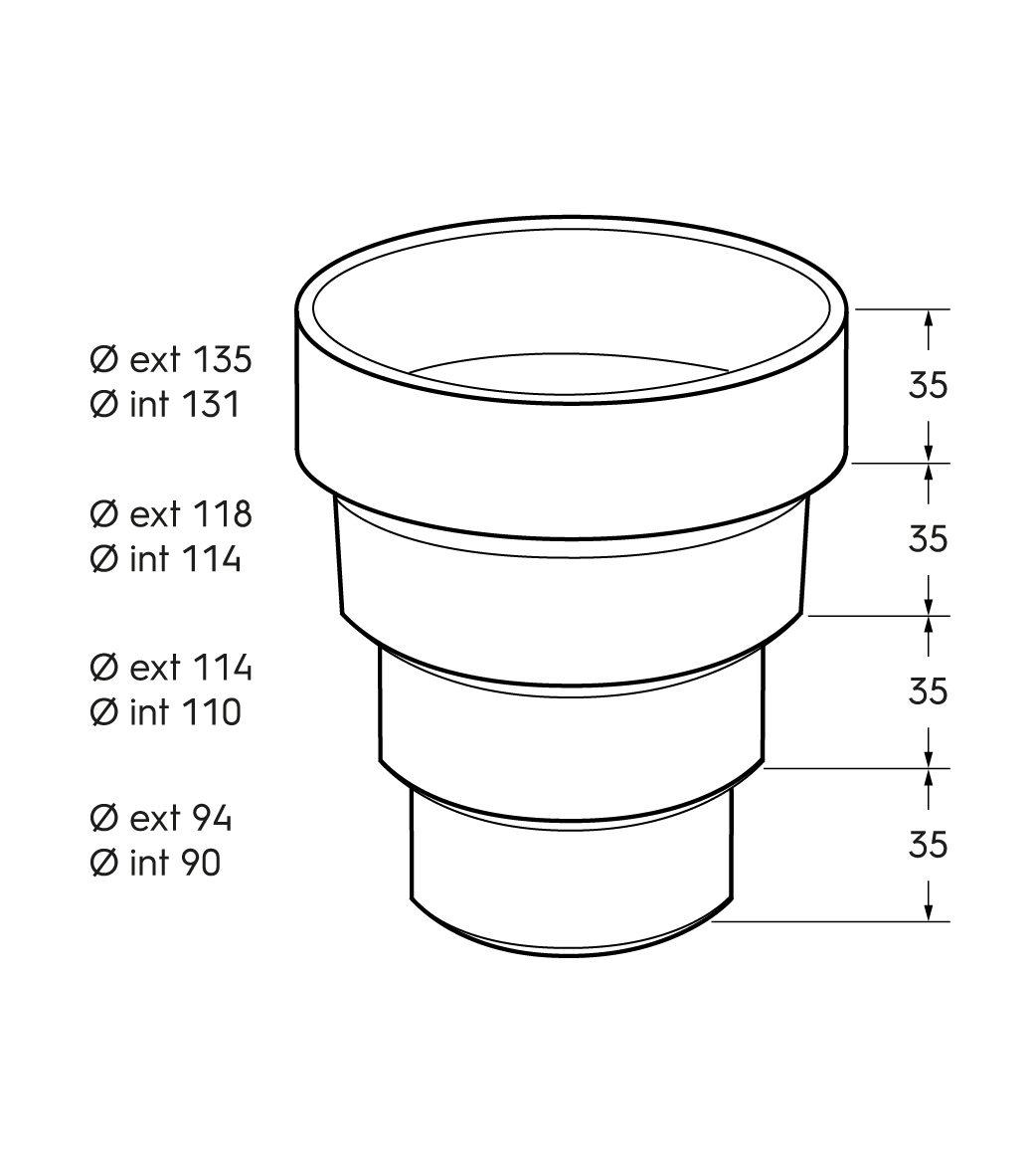 Schéma technique - Adaptateur Multidiam 131 à 100