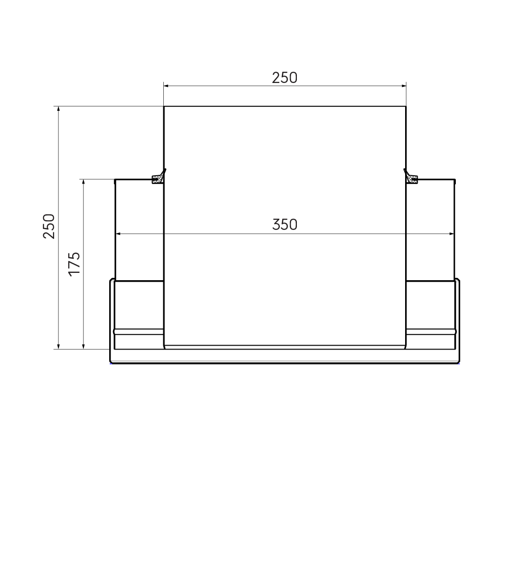 Dimensional drawing - Top section 250/350