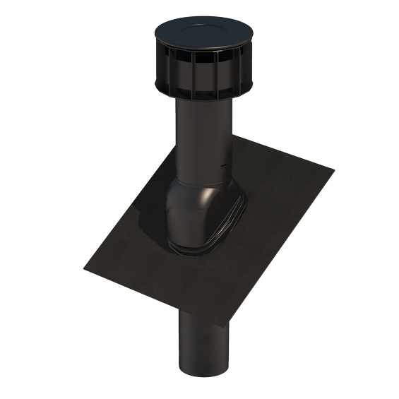 Multivent roof terminal black with universal flashing Ubiflex Standard