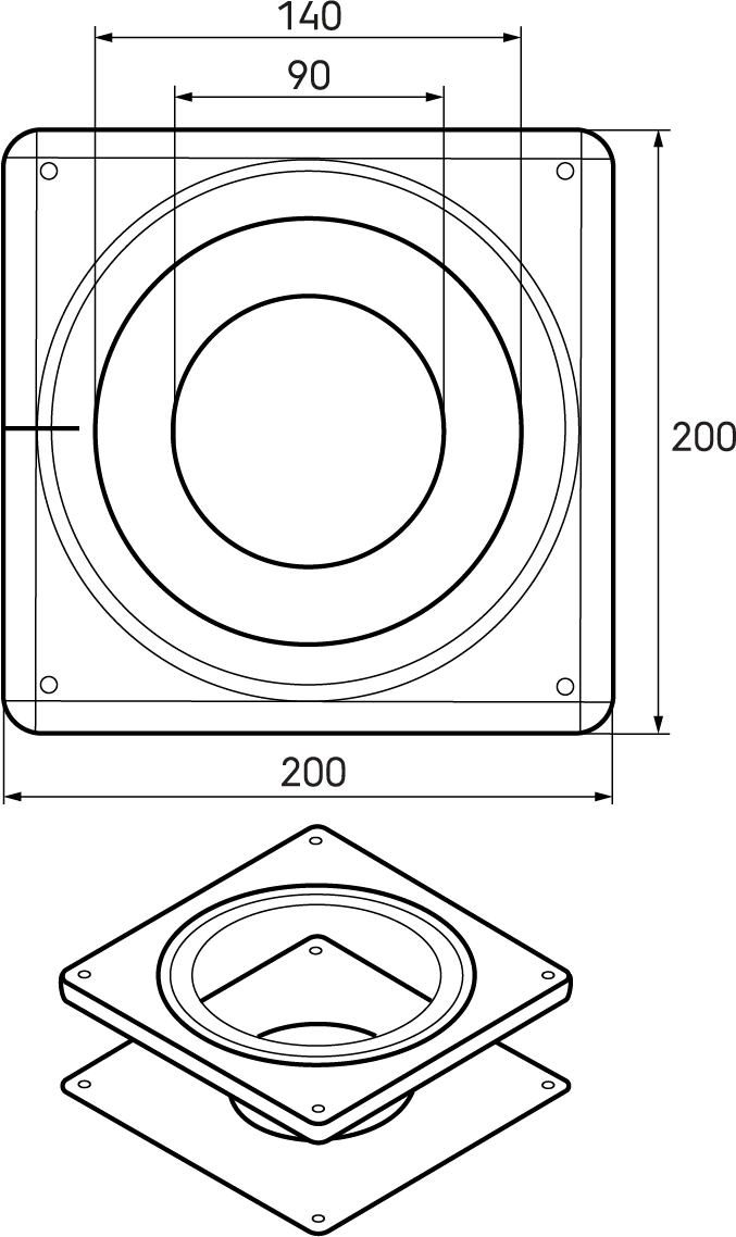 Dimensional drawing - Screw-fix Airtight Terminal Seal 100-131mm