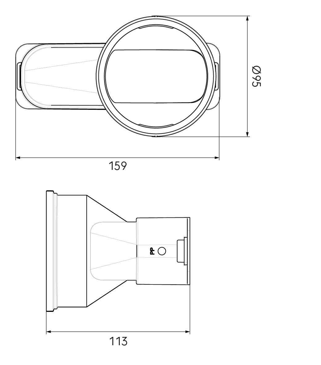 Dimensional drawing – AE45SC DBOX Adaptor