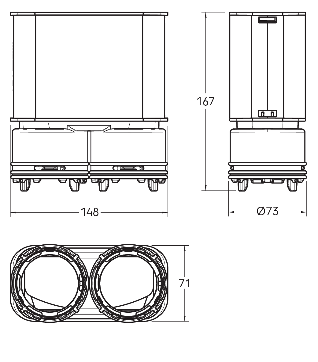 Dimensional drawing - Air Excellent 2x AE23C - AE55SC Adaptor Kit