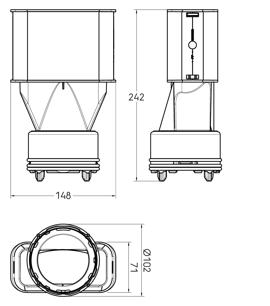 Dimensional drawing - Air Excellent AE48C - AE55SC Adaptor Kit