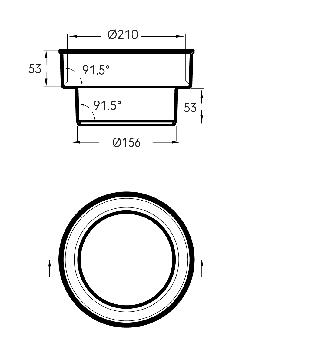 Dimensional Drawing - Aerfoam Adaptor 180 (F) - 160 (M)