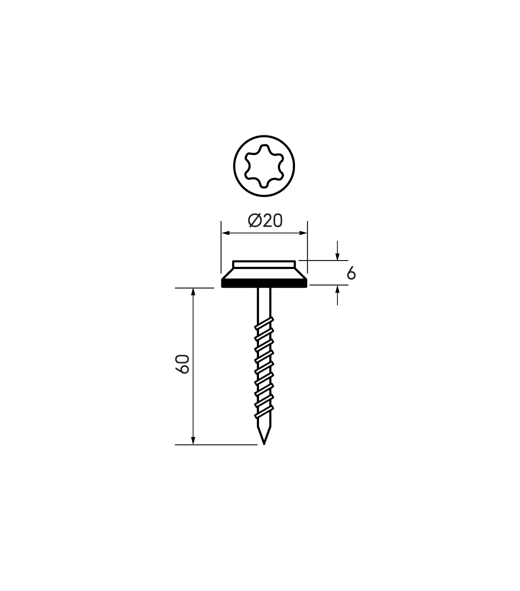 Schéma technique - Vis inox L60