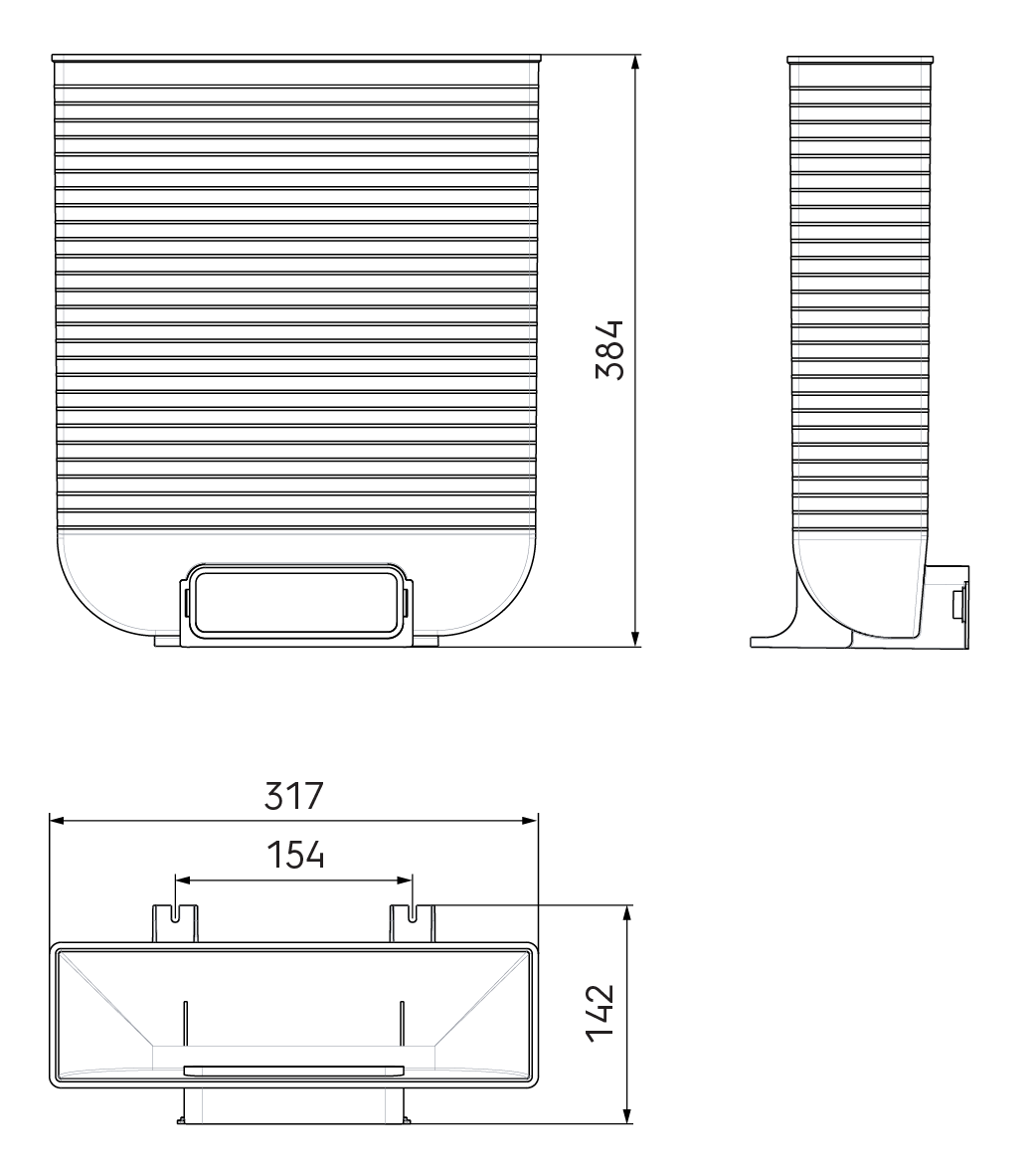 Dimensional drawing – AE45SC Floor Grille Adaptor