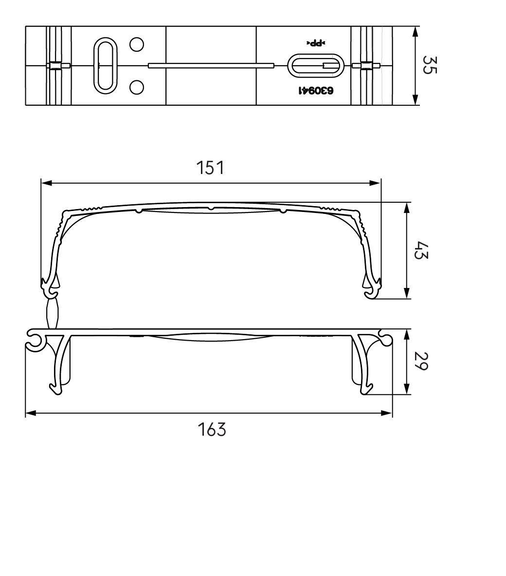 Dimensional drawing – AE55SC Mounting Bracket