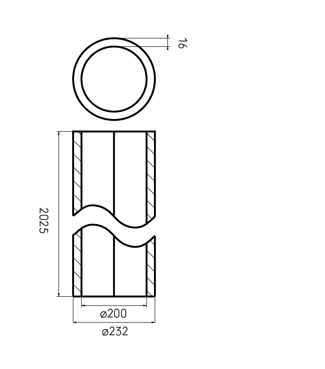 Dimensional Drawing - Aerfoam duct 200x2000mm