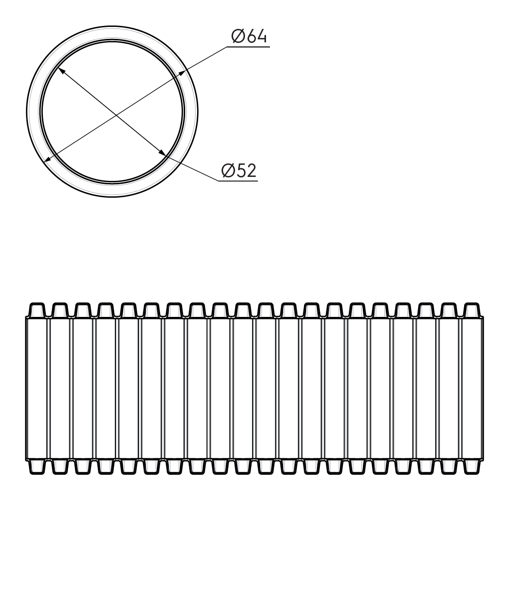 Dimensional drawing – AE23C Semi-Rigid Duct