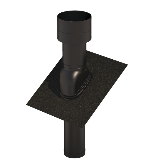 Ventub roof terminal black with universal flashing Ubiflex Standard